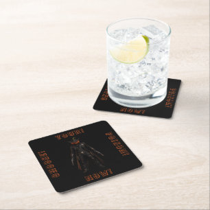 Dessous De Verre Carré Citrouille sinistre Sheriff Cowboy Jack-o'-Lantern