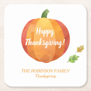 Dessous De Verre Carré Citrouille Thanksgiving personnalisé