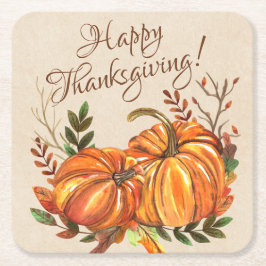 Dessous De Verre Carré Citrouilles de Thanksgiving