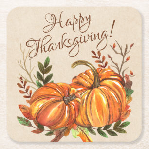 Dessous De Verre Carré Citrouilles de Thanksgiving