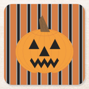 Dessous De Verre Carré Citrouilles d'Halloween amusants et fantaisistes