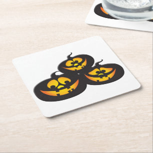Dessous De Verre Carré Citrouilles d'Halloween avec des expressions drôle