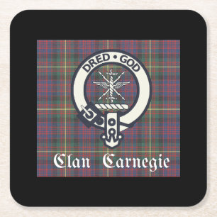 Dessous De Verre Carré Clan Carnegie Crest Tartan