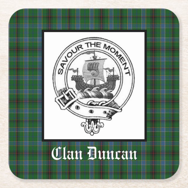 Dessous De Verre Carré Clan Duncan Crest Badge & Tartan (Devant)