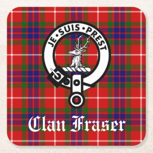 Dessous De Verre Carré Clan Fraser Crest Badge et Tartan