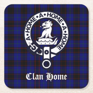 Dessous De Verre Carré Clan Home Crest Badge et Tartan