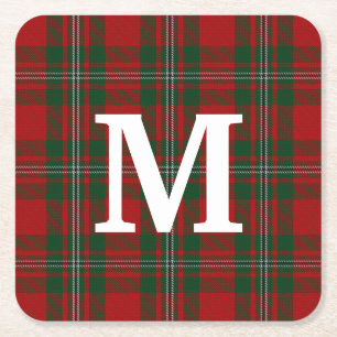 Dessous De Verre Carré Clan MacGregor Tartan Plaid Monogrammé
