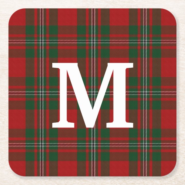 Dessous De Verre Carré Clan MacGregor Tartan Plaid Monogrammé (Devant)