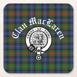 Dessous De Verre Carré Clan MacLaren Crest Badge & Tartan personnalisable
