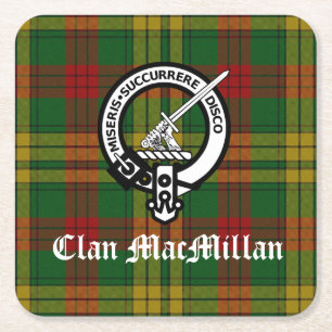 Dessous De Verre Carré Clan MacMillan Crest Badge et Tartan