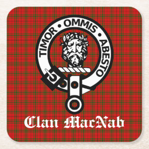 Dessous De Verre Carré Clan MacNab Crest Badge et Tartan