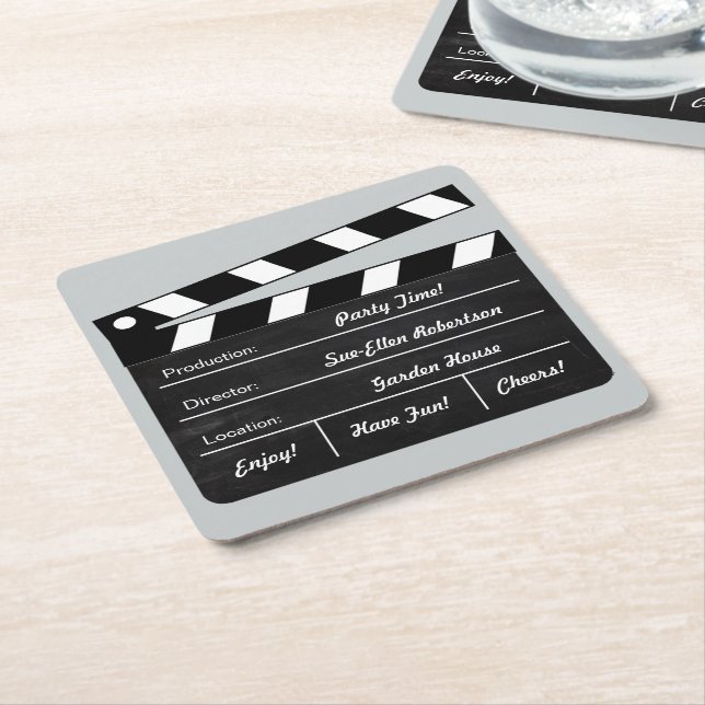 Dessous De Verre Carré Clapperboard (personnalisable) (Incliné)