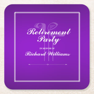 Dessous De Verre Carré Classic Retraite Golf Thème Purple Blanc