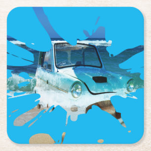 Dessous De Verre Carré Classic Vintage Car Beachy Pop Art,
