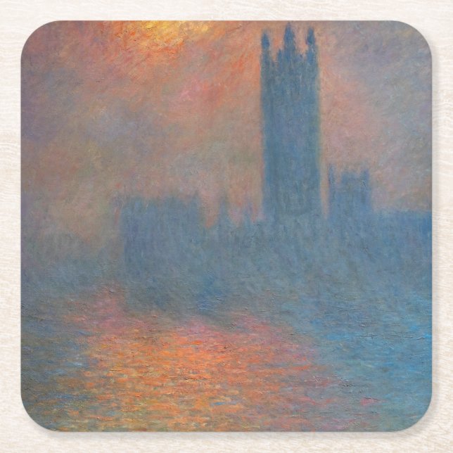 Dessous De Verre Carré Claude Monet - Chambres du Parlement Londres (Devant)