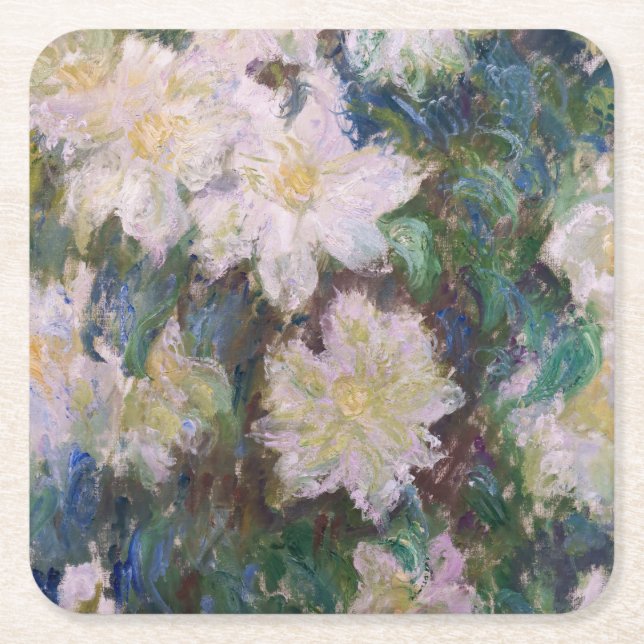 Dessous De Verre Carré Claude Monet - Clematis blanc (Devant)