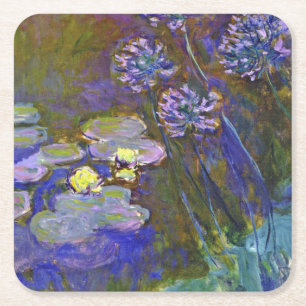 Dessous De Verre Carré Claude Monet Water Lilies Agapanthus