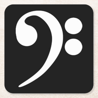 Dessous De Verre Carré Clé de basse blanche