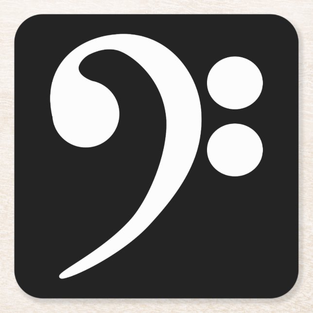 Dessous De Verre Carré Clé de basse blanche (Devant)