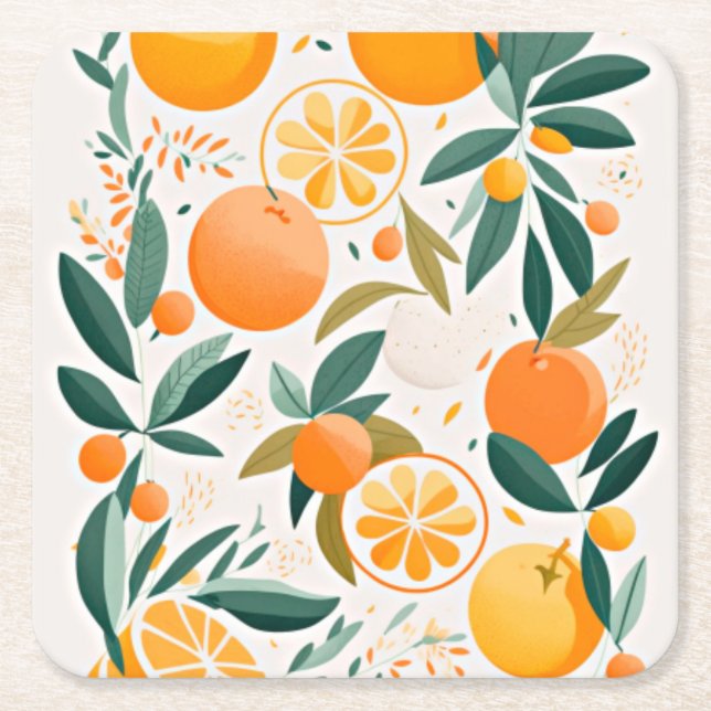 Dessous De Verre Carré Clementine mandarine (Devant)