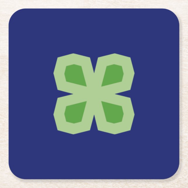 Dessous De Verre Carré Clover à quatre feuilles angulaires à deux tons (Devant)