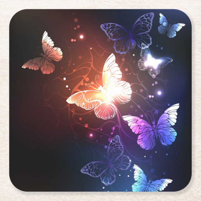 Dessous De Verre Carré Clowing Night Butterflies (Devant)