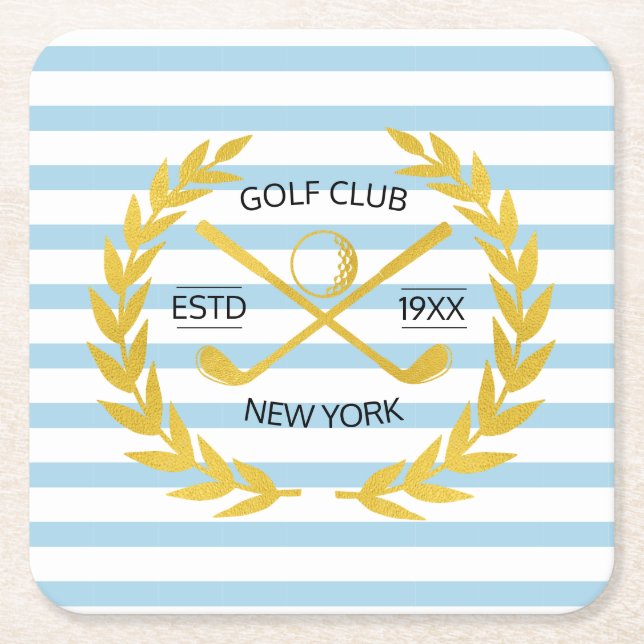 Dessous De Verre Carré Club de golf Gold Personnalisé Minimal Été (Devant)