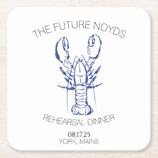 Dessous De Verre Carré Coastal Lobster Wedding Rehearsal Dinner Sticker