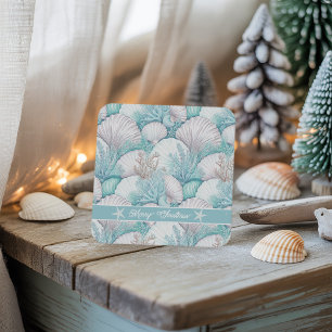 Dessous De Verre Carré Coastal Seashell & Coral Motif#3 ID1009