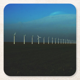 Dessous De Verre Carré Coastère des fermes éoliennes