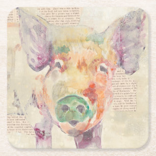 Dessous De Verre Carré Cochon de collier de la ferme
