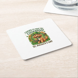 Dessous De Verre Carré Cockapoo Fête de la Saint-Patrick Chien Chanceux P