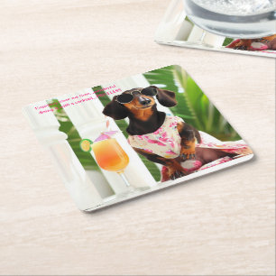 Dessous De Verre Carré Cocktail Dachshund Drink Coasters