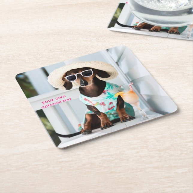 Dessous De Verre Carré Cocktail Dachshund Drink Coasters (Incliné)