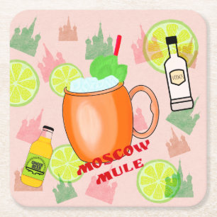 Dessous De Verre Carré Cocktail de mule de Moscou