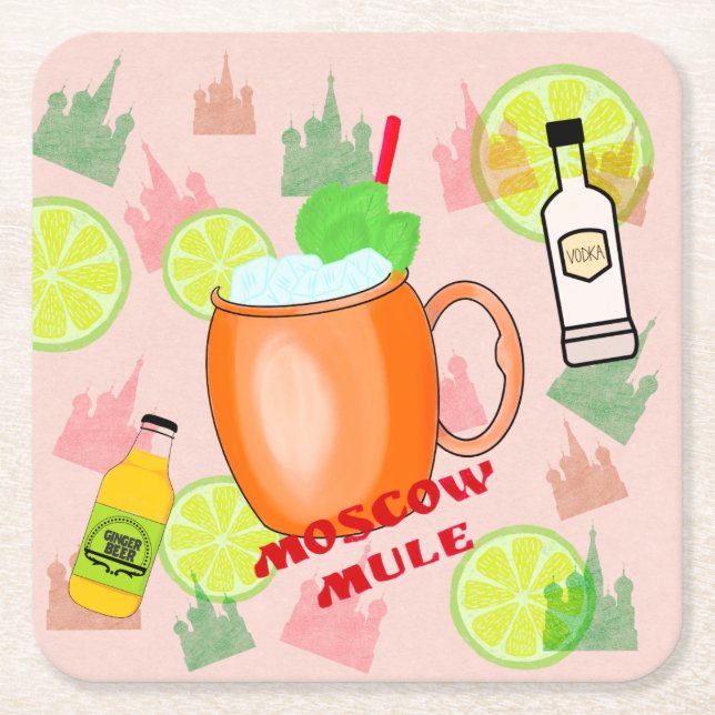 Dessous De Verre Carré Cocktail de mule de Moscou (Devant)