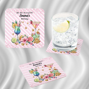 Dessous De Verre Carré Cocktail rose Parties scintillant bonbon Anniversa