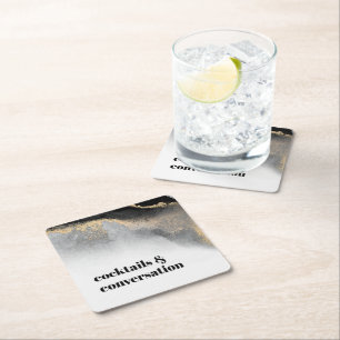 Dessous De Verre Carré Cocktails Abstraits modernes et soirée Conversatio