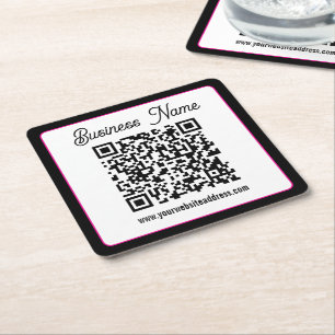 Dessous De Verre Carré Code QR avec écriture cursive de script