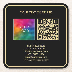 Dessous De Verre Carré Code QR Modèle Black Gold