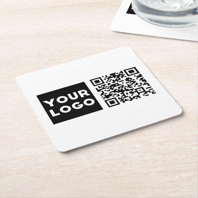 Dessous De Verre Carré Code QR modifiable et logo ou image de votre entre (Incliné)
