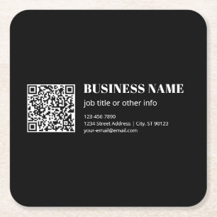 Dessous De Verre Carré Code QR personnalisé & Texte rétro-moderne modifia