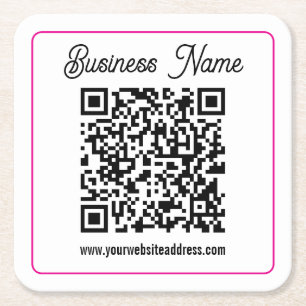 Dessous De Verre Carré Code QR scannable avec écriture manuscrite cursive
