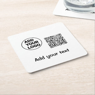 Dessous De Verre Carré Code qr simple minimaliste ajouter logo nom du cod