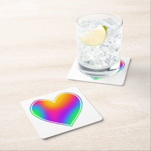 Dessous De Verre Carré Coeur arc-en-ciel