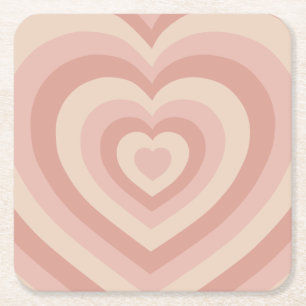 Dessous De Verre Carré Coeur Beige