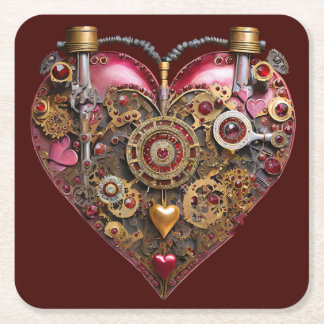 Dessous De Verre Carré Cœur de Streampunk Rubis Valentin