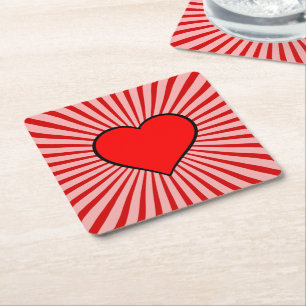 Dessous De Verre Carré Coeur rouge