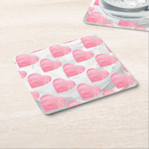 Dessous De Verre Carré Coeurs roses