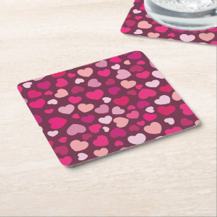 Dessous De Verre Carré Coeurs roses